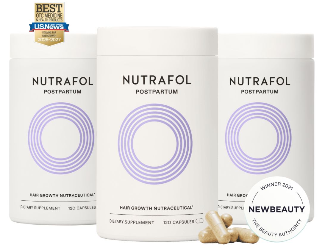 Nutrafol Postpartum Hair Growth Supplement – 120 Capsules (Pack of 3)